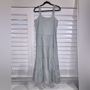Pomander Place Soft Chambray Tiered Maxi Dress